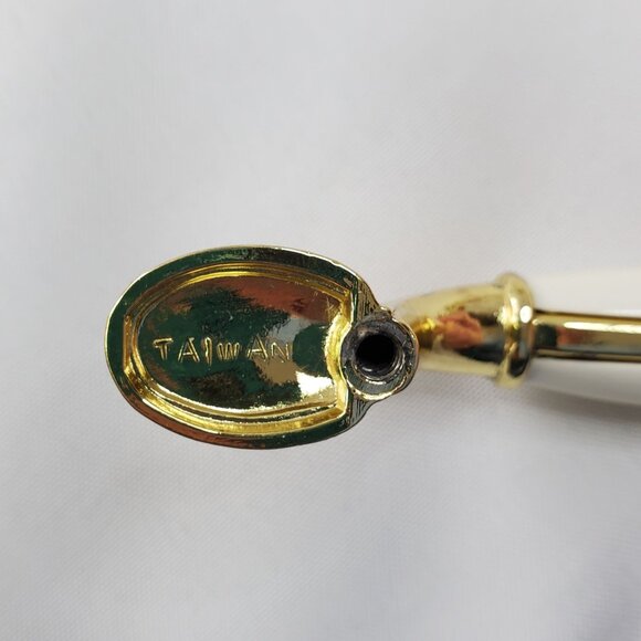 VTG Drawer Pulls 5" Handles Brass White Porcelain Cottage Farmhouse Set Of 11 - Picture 7 of 8